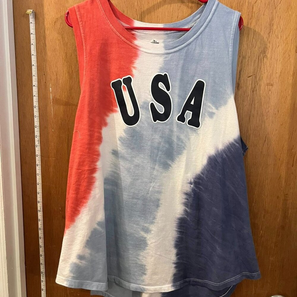 Size XXXL(22) - Celebrate - Patriotic Sleeveless Knit "USA" Knit Pullover
